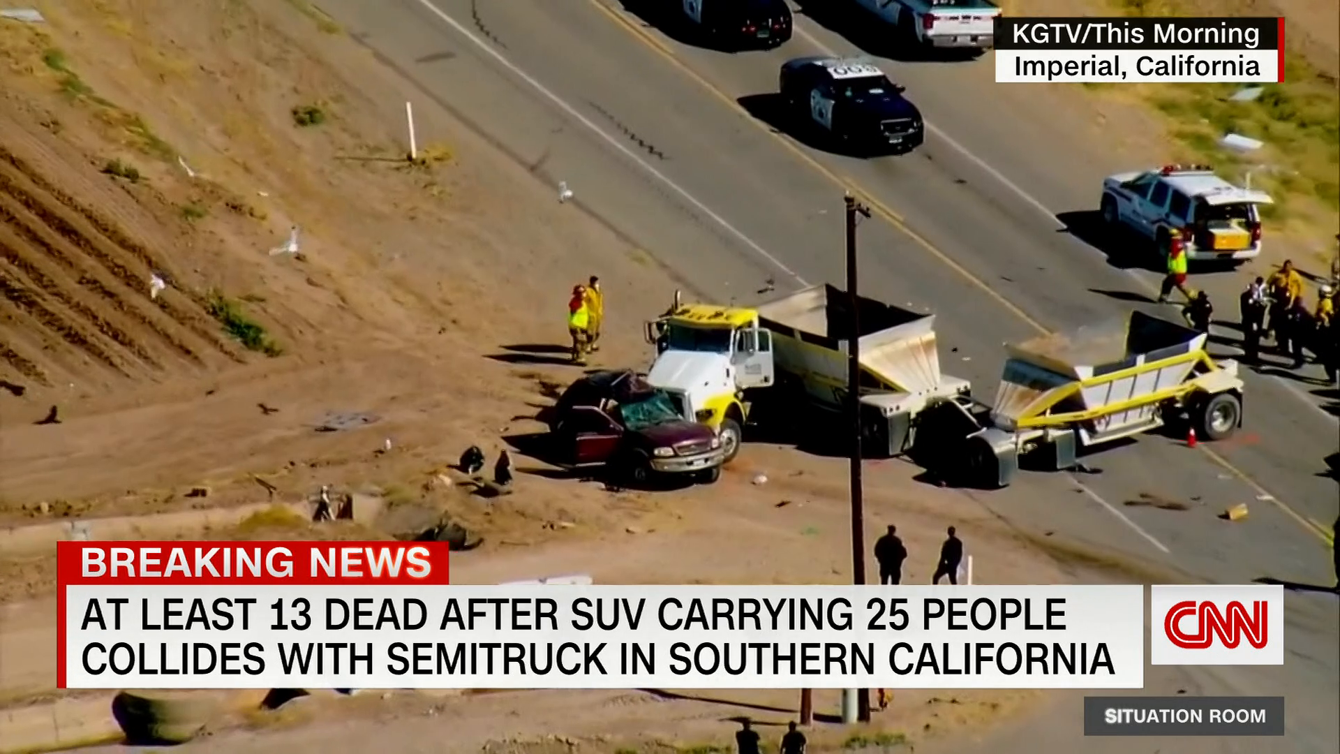 Multiple People Killed In Crash After Suv And Semitruck Collide An Suv Packed With People And A Semitruck Hauling Trailers Of Gravel Slammed Into Each Other In Imperial County California Leaving More Than A Dozen Dead And Others Hospitalized Officials